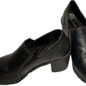 Merona Black Leather Mules